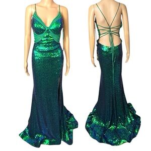 Coya | Dresses | Coya Collection Mermaid Sequin Prom Dress Corset Top  Strappy Back | Poshmark
